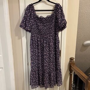 LC Lauren Conrad Navy Floral Midi Dress